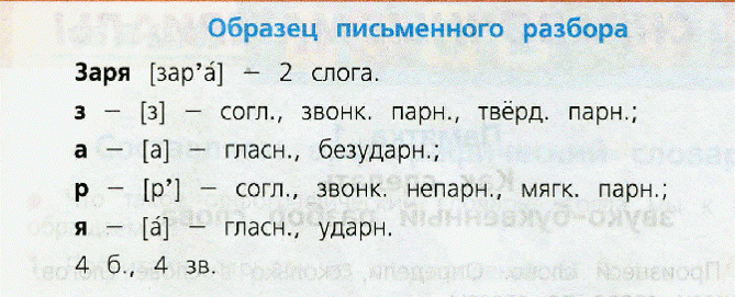 Зари разобрать. Образец письменного разбора слова Заря 3 класс. Звуко-буквенный анализ слова. Звуко-буквенный разбор слова Заря. Звука буквенный анализ слова.