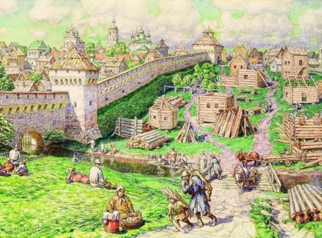 Лубянский торг на Трубе. Работа Аполлинария Васнецова