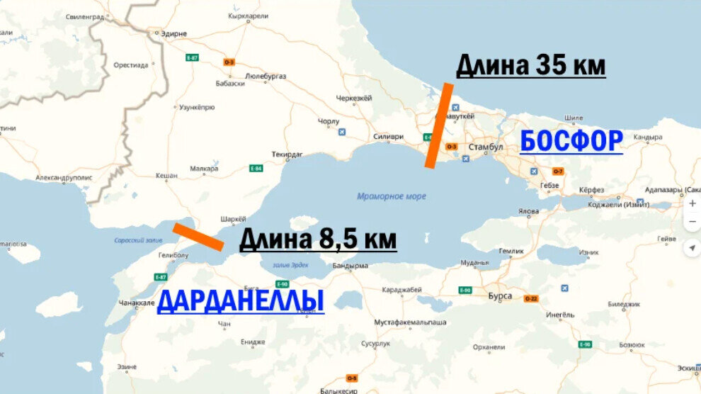 Новый канал в турции в обход босфора и дарданелл карта