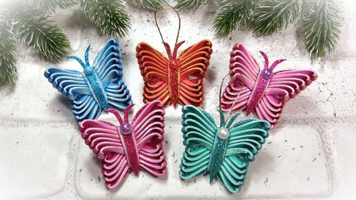 Новогодние Игрушки своими руками 🎄 Бабочки 🎄 Diy christmas ornaments  Butterflies