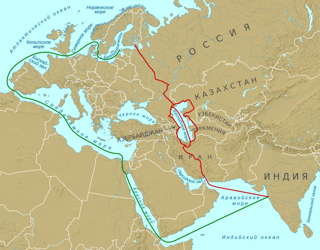 Зелёным обозначен стандартный маршрут, красным —  предлагаемый маршрут коридора. *Изображение старое, из открытых источников. И если у вас есть карта с актуальными границами и нанесёнными маршрутами — присылайте, заменим.