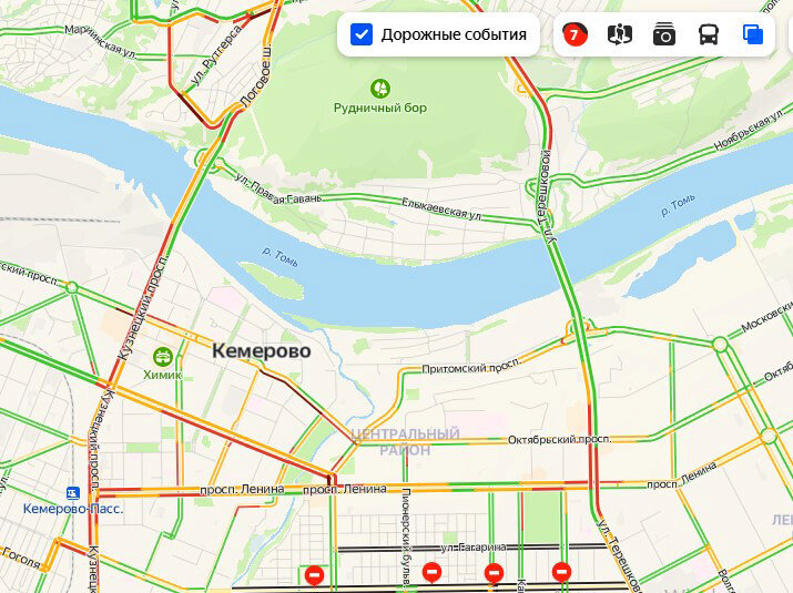 Пробки кемерово онлайн сейчас карта