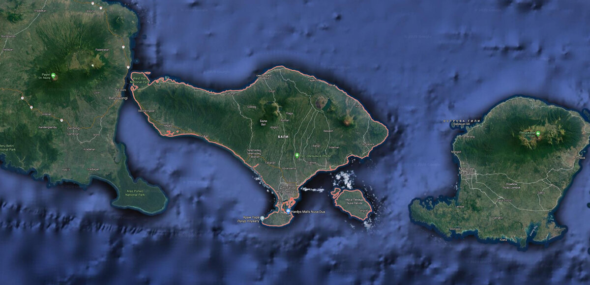 Бали на карте, листайте вправо, чтобы увидеть фото.