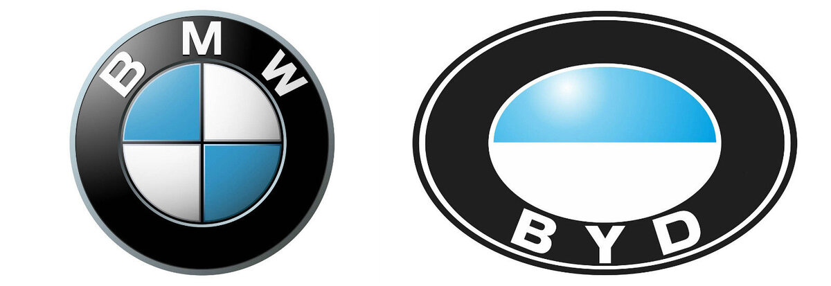 Эмблема BMW и эмблема BYD