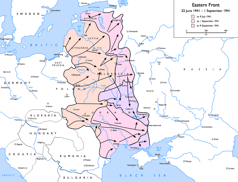 Карта операции "Барбаросса". Взята с сайта "Википедия".