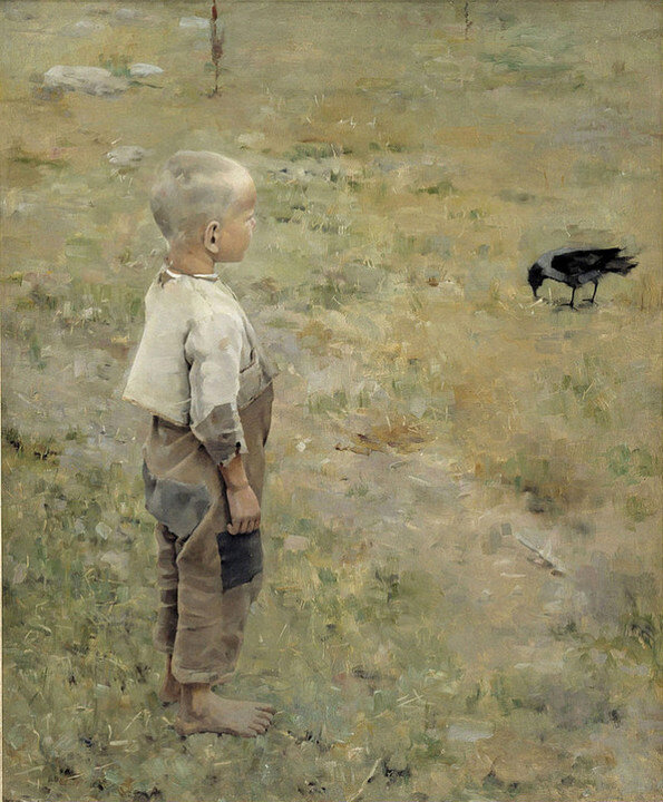 Аксели Галлен-Каллела. Мальчик и ворона, 1884