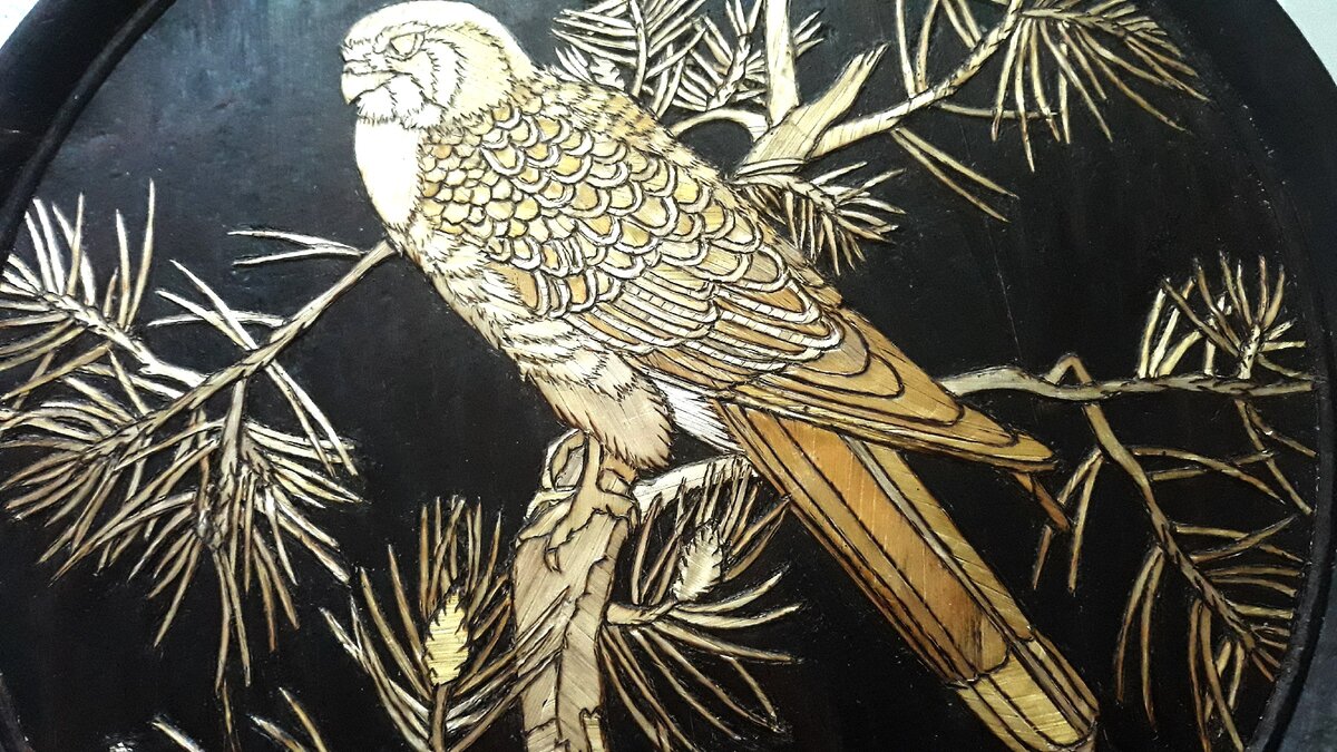 мозаика из соломки, обожженная по контуру