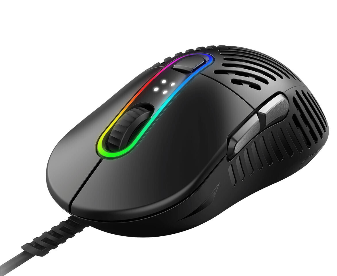 Мышь весит 67 г. Для уменьшения массы конструкторы перфорировали значительную часть корпуса. Как утверждается, это было сделано без ущерба для прочности конструкции. Бороздки на боках мыши обеспечивают более надежный хват. Ножки мыши изготовлены из тефлона. В мыши используются переключатели Omron с ресурсом 50 млн срабатываний. В описании устройства производитель отмечает очень гибкий и легкий кабель.