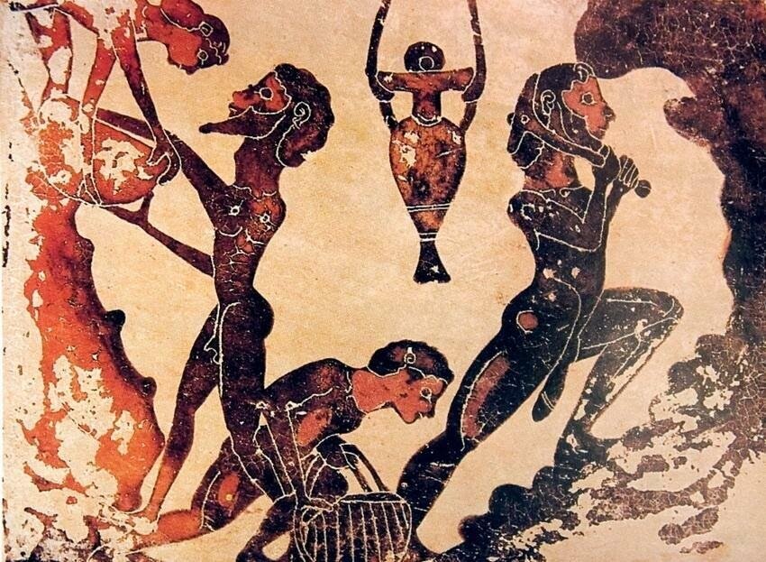 Труд рабов на серебряном руднике. Рисунок на греческой вазе V в. до н.э.