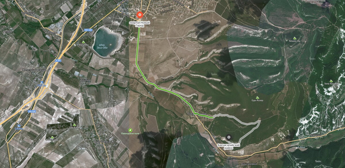 Автомобильный маршрут до монастыря (44.697305, 33.885905).