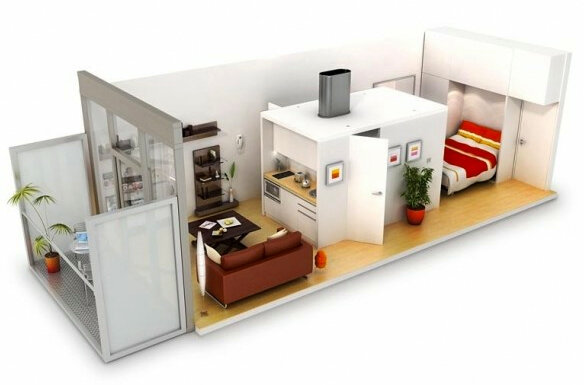 Интересные идеи планов квартир с одной спальней 3D