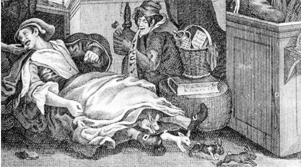      Карикатура на Мэри Тофт, «мать кроликов».