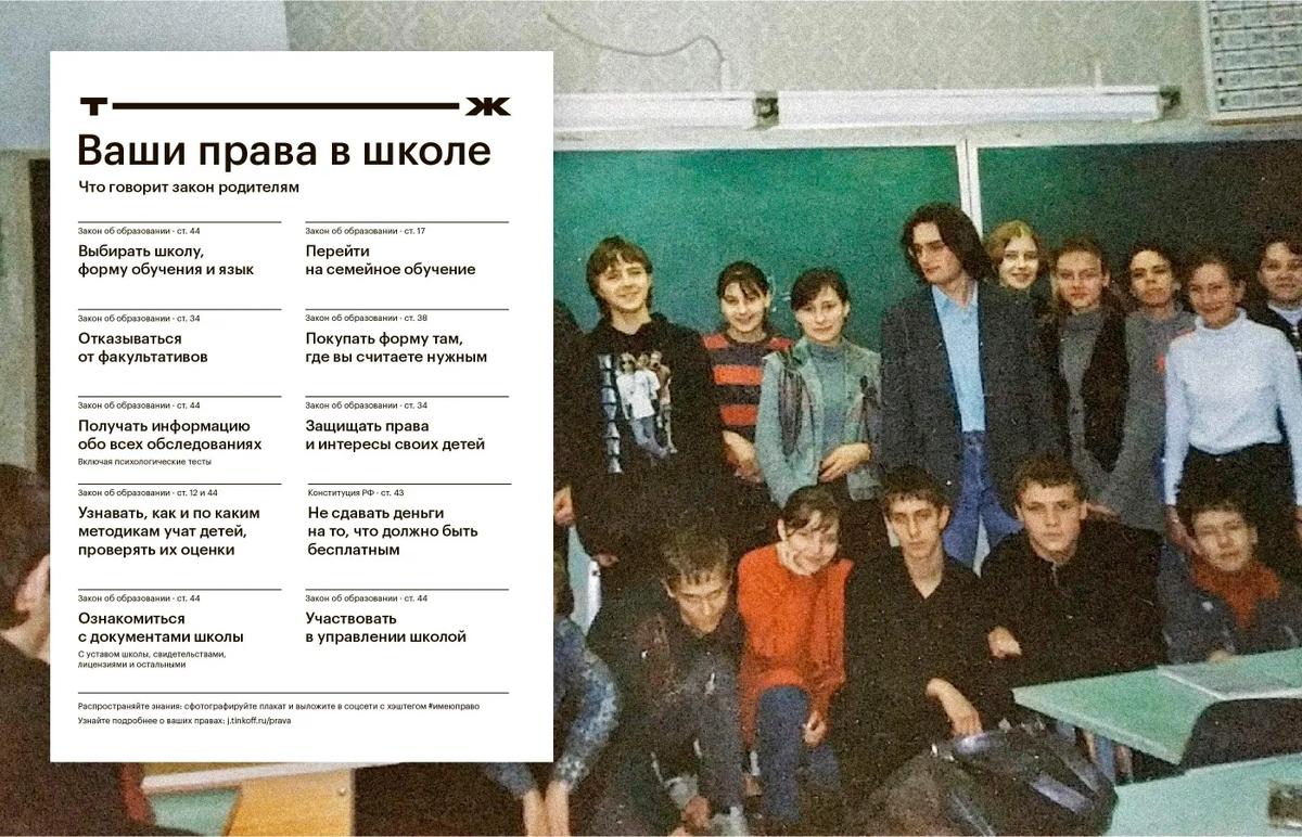 Памятка журнала Т—Ж о правах родителей в школе. Ее можно распечатать и отправить другим родителям