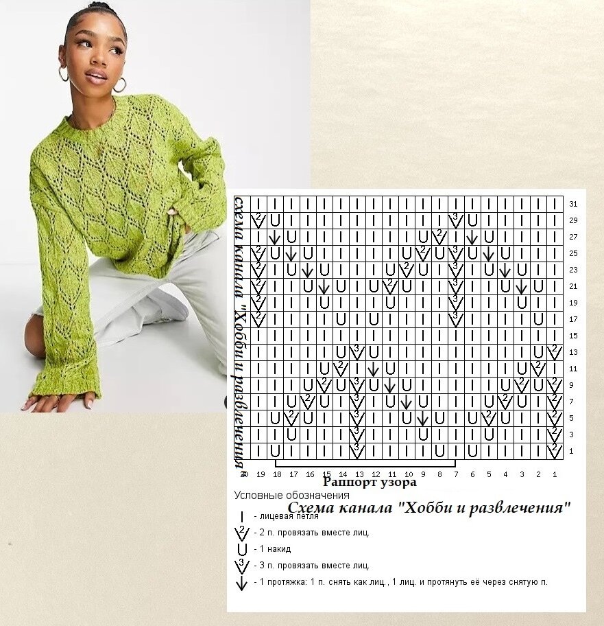 Узор для вязания спицами "лист". Фото источник: интернет-магазин.