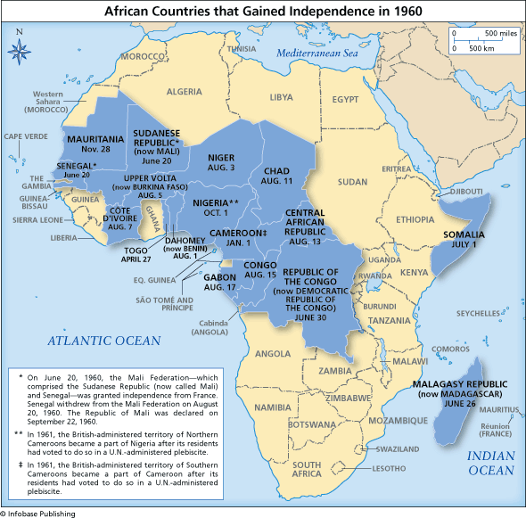 Карта африки 1960