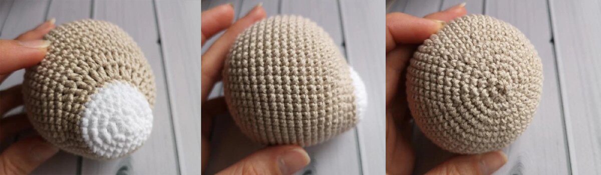 Голова. Вязаная игрушка Мишка в штанишках.