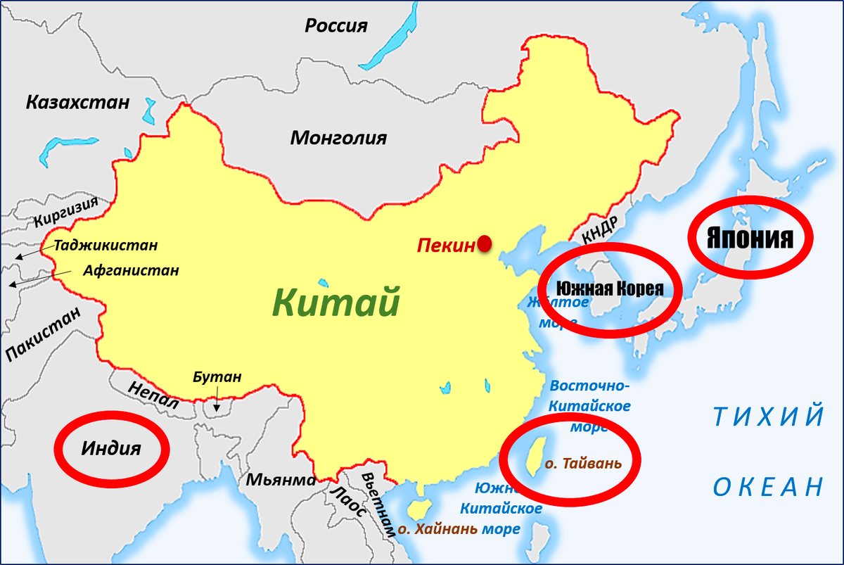 Карта китай россия япония