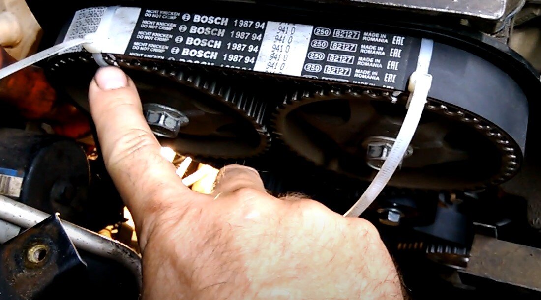 Отметки на ремне и шестеренках