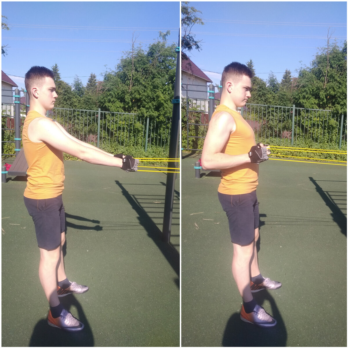 Тяга к груди стоя