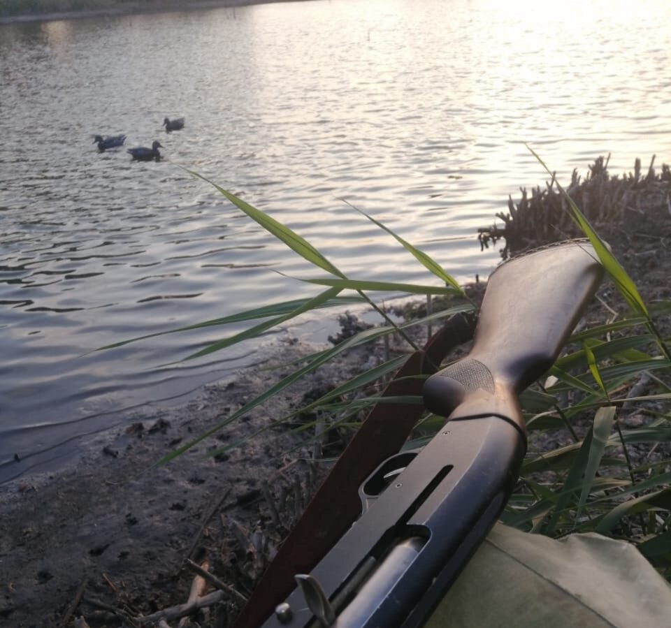 Охотник на берегу речки