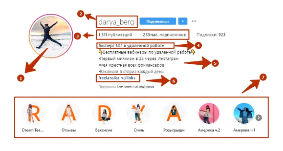 Профиль в Instagram случайного человека с хорошим оформлением