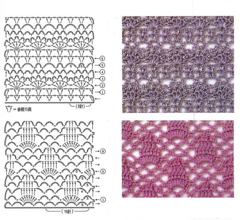Рисунки крючком со схемами простые и красивые для кофточек