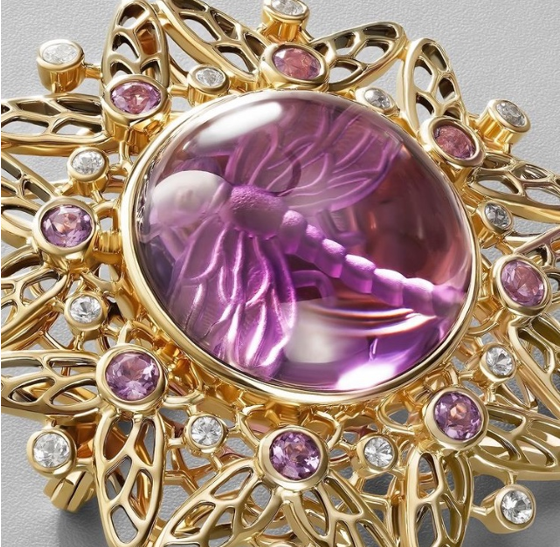Брошь с аметистами (техника инталии)  Natasha   Libelle