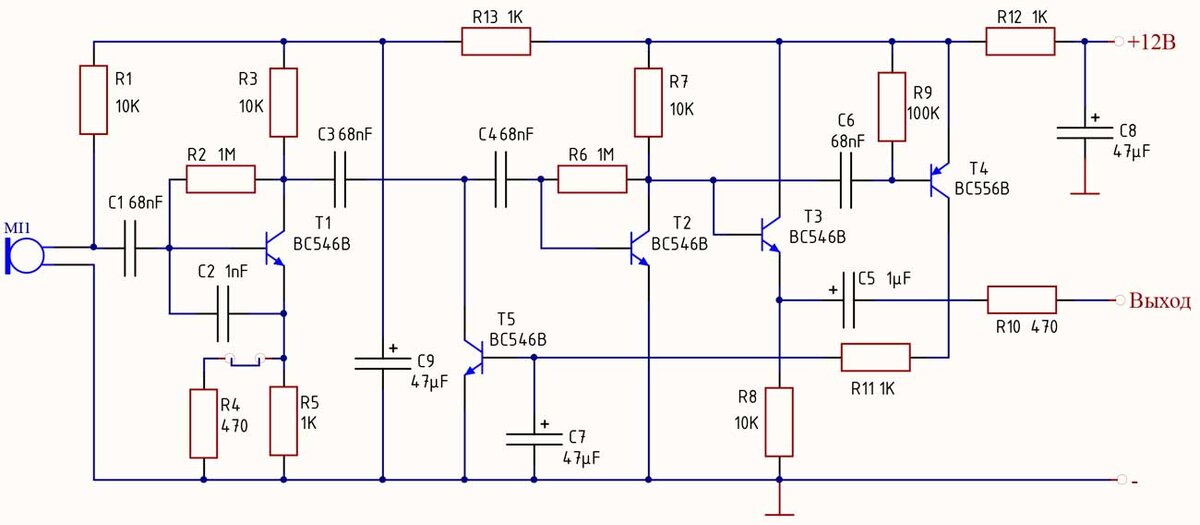 Схема микрофонного усилииеля на микросхеме LM387