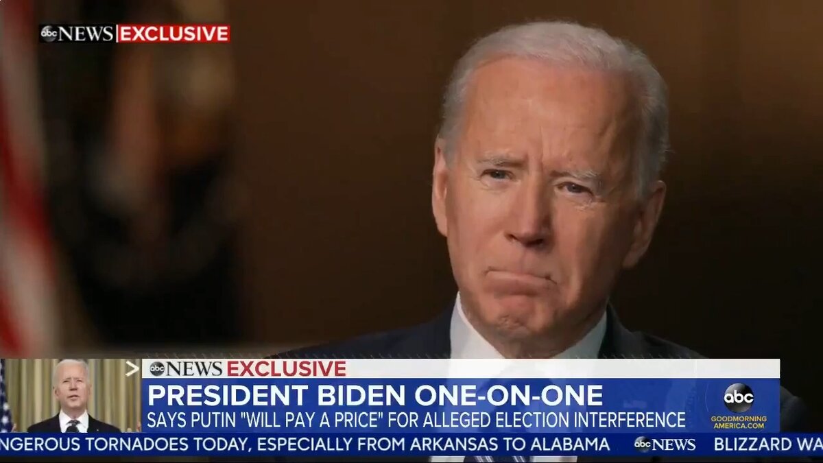 Джо Байден, скриншот с видео интервью CBS