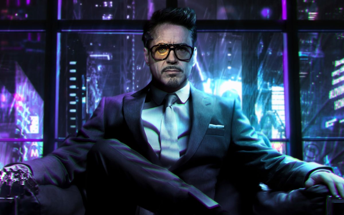 Тони Старк. Источник: https://images.hdqwalls.com/download/cyberpunk-2077-tony-stark-ig-2880x1800.jpg