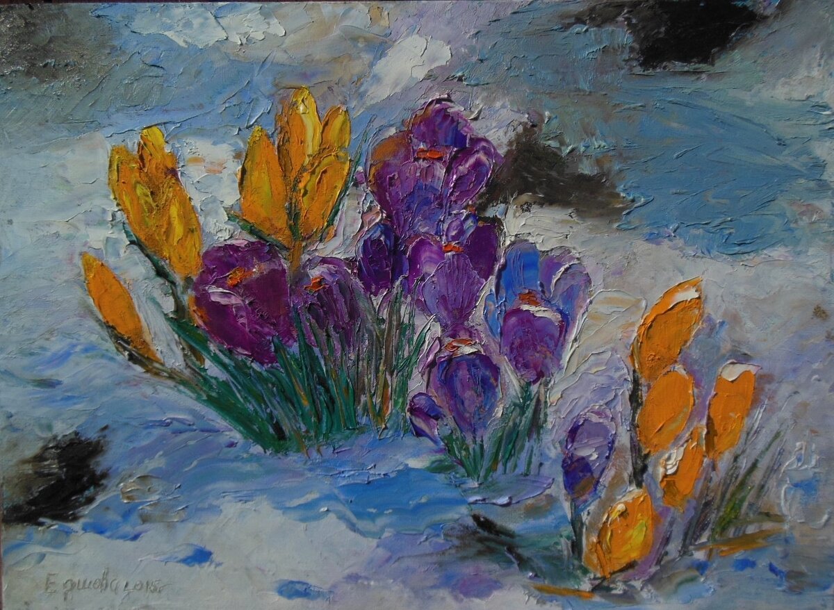 Надежда Ершова (Nadin Gr.). Пришла весна, 2015, холст на картоне, масло, 30х40 см
