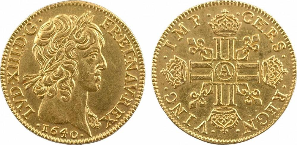 Луидор 17 век, 1640 год - эту монету мог держать в руках д'Артаньян