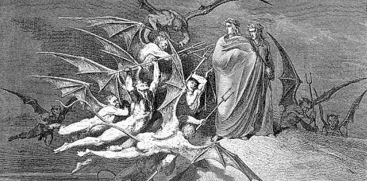 "Paul Gustave Dore "Дьяволы и Вергилий"