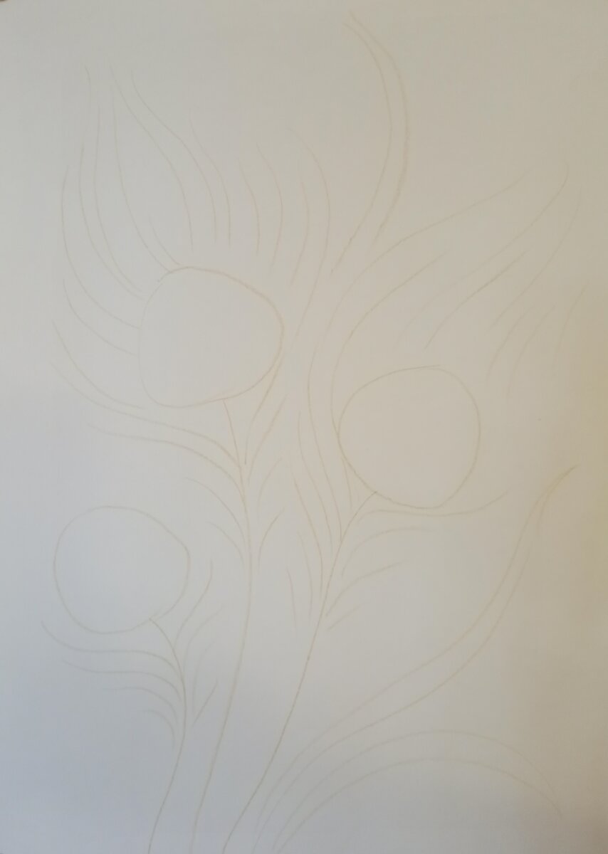 Линии рисуем плавные, как стебельки у цветов.