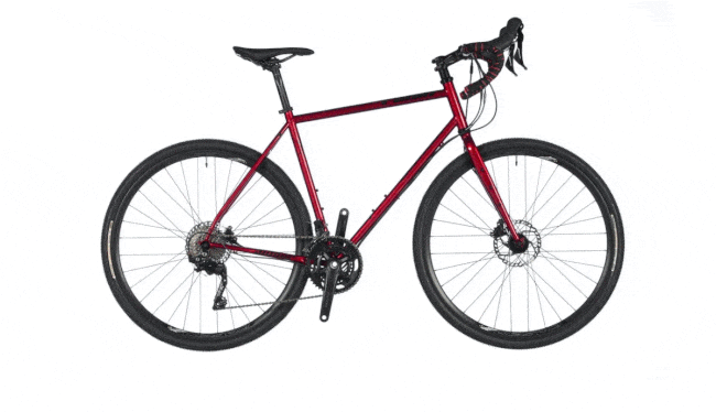 Сравнение колёсной базы у турингов Author Ronin, Kross Esker 4.0 и Pride Rocx Tour Dirt. Author на фото имеет большую раму на несколько размеров, но общая картина видна.