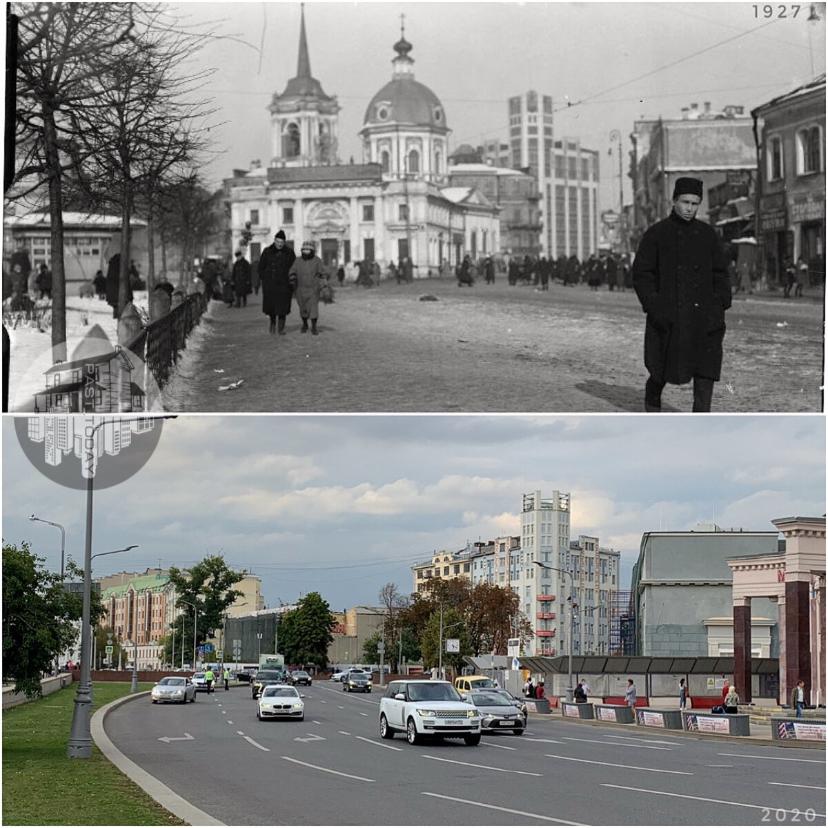 Фотосравнения Москва #32. Арбатская площадь. Спрятанный вестибюль метро и  утраченные церкви. | past_today | Дзен