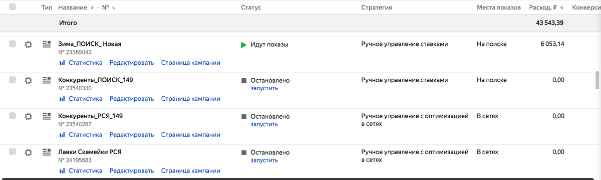 Из личного кабинета. Мои компании. ХОЗТОРГСНАБ