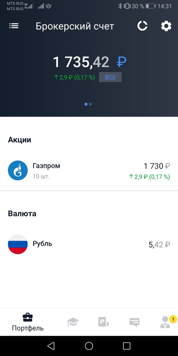 Что делает гражданин России впервые попав на биржу? - Правильно, покупает Газпром