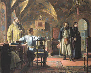 «Ксения Борисовна Годунова, приведённая к самозванцу», Н.Неврев, 1883