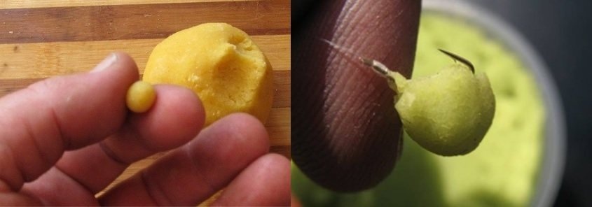 Манная наживка может готовиться двумя способами. Первый из них состоит в засыпании необходимой порции крупы из соотношения 1 столовая ложка на одну порцию.