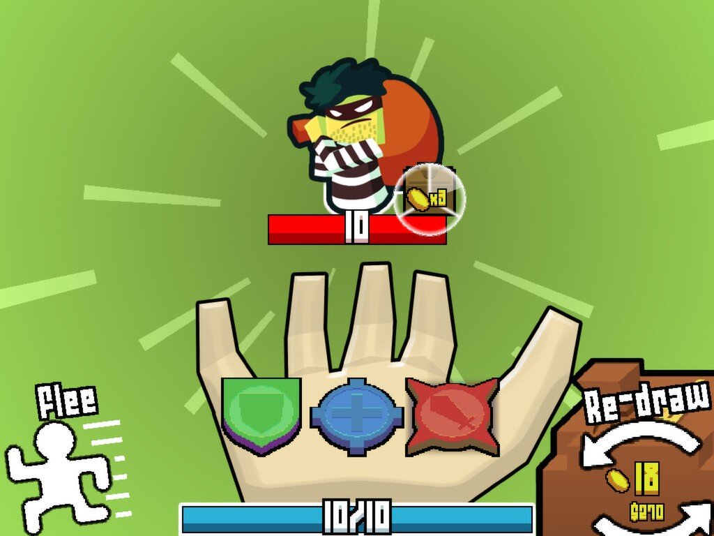 Три самые простые и основные механики игры: блок, лечение и атака