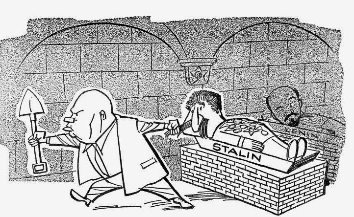 Карикатура на вынос Сталина из мавзолея  (США, 1961 г.)