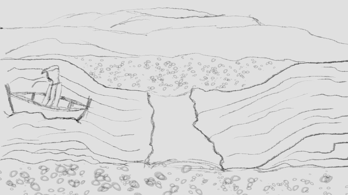 Отлив в разные стороны в центре реки.