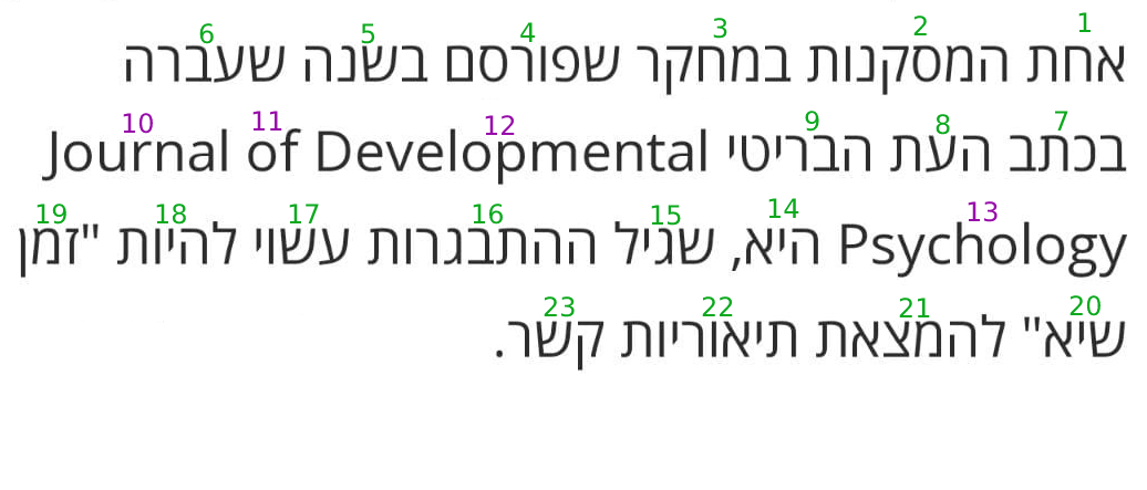 Пример смешанного текста с порядком чтения слов.