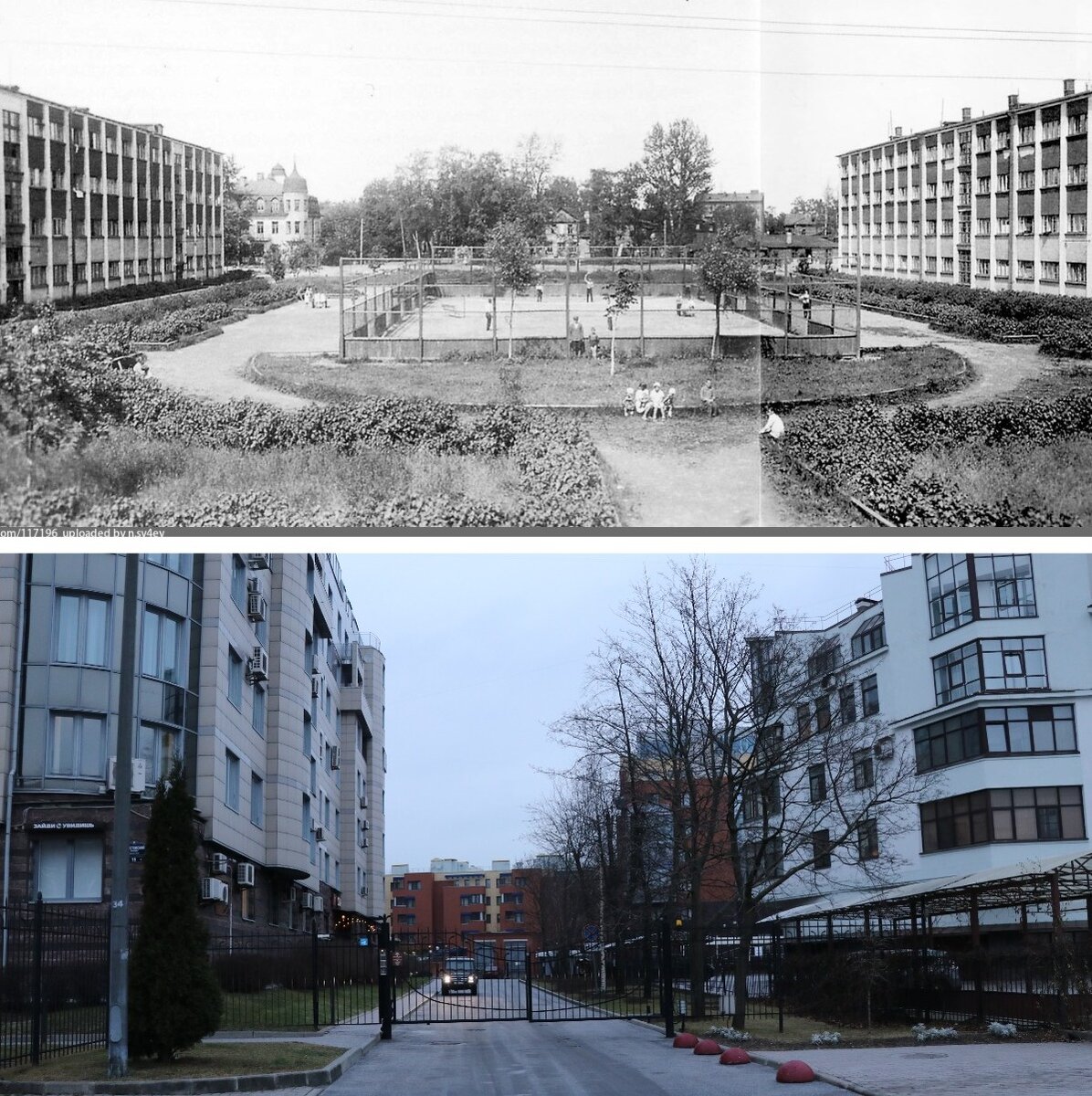 Крестовский жилмассив в 1930-е годы и современные дома.