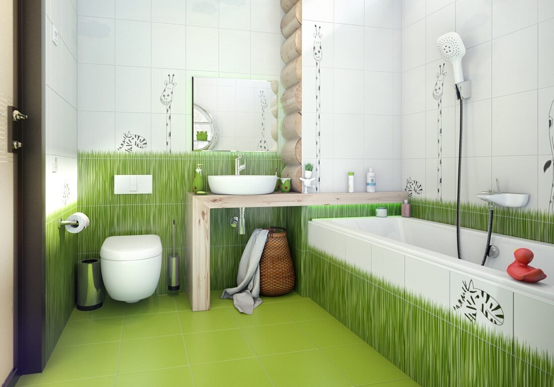 MODERN GREEN BATHROOM / СТИЛЬНАЯ ЗЕЛЕННАЯ ВАННАЯ