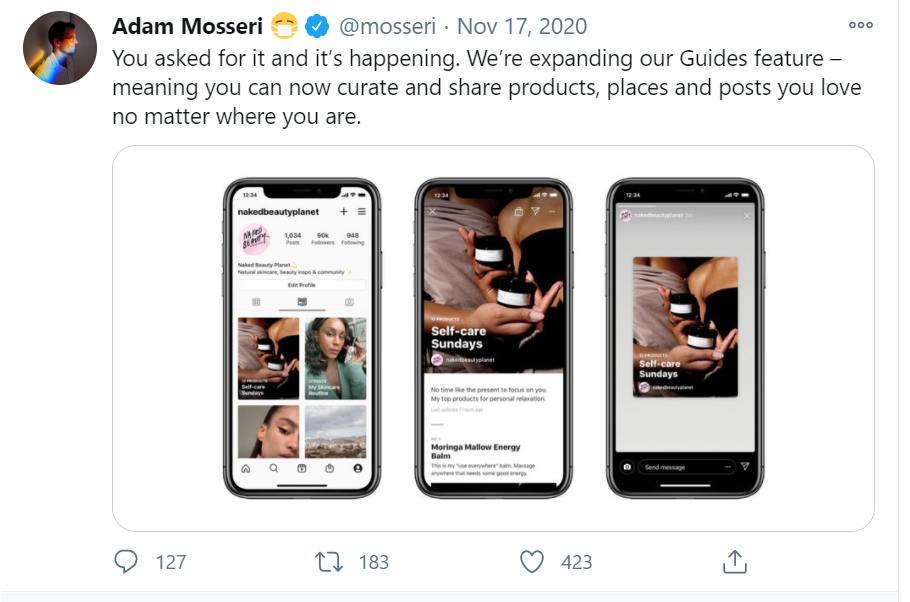 Твит Адама Моссери с объявлением