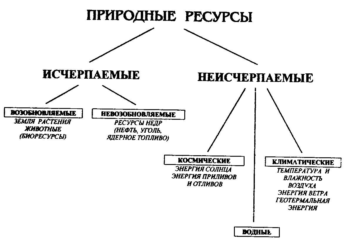 Перечислите все природные ресурсы