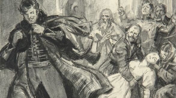 ДЕМЕНТИЙ ШМАРИНОВ. ИЛЛЮСТРАЦИЯ К ПОВЕСТИ АЛЕКСАНДРА ПУШКИНА «МЕТЕЛЬ» (ФРАГМЕНТ). 1973. ГОСУДАРСТВЕННЫЙ МУЗЕЙ А.С. ПУШКИНА, МОСКВА