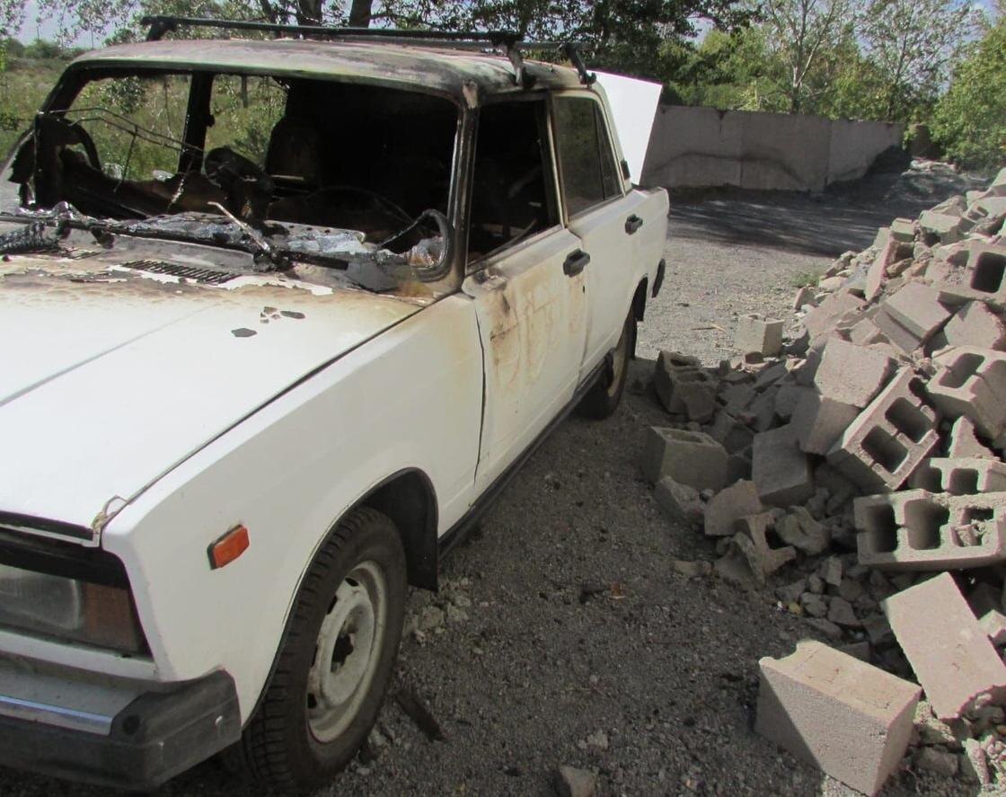    Сгоревший автомобиль в Акмолинской области:ДП Акмолинской области